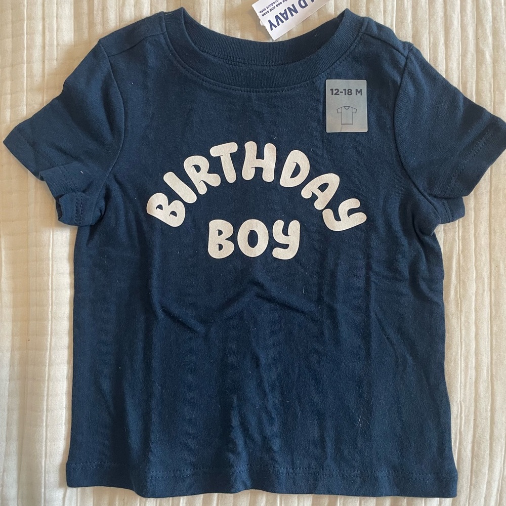Old Navy Dark Blue 'Birthday Boy' Tee